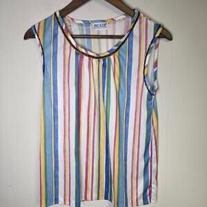 Blair Rainbow Rhinestone Vertical Stripe Sleeveless Top Size Medium